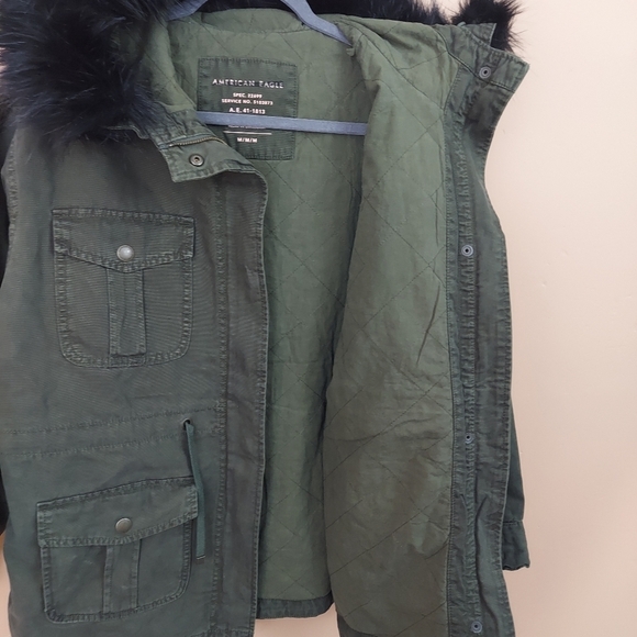 NWOT American Eagle Women's Faux Fur Utility Jacket - Picture 7 of 13